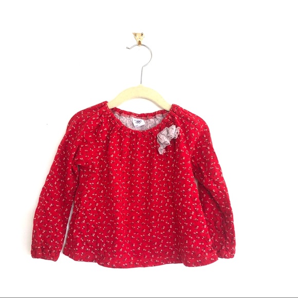 Petit Bateau Other - Petit Bateau Rosebud Flower Peasant Bow Top